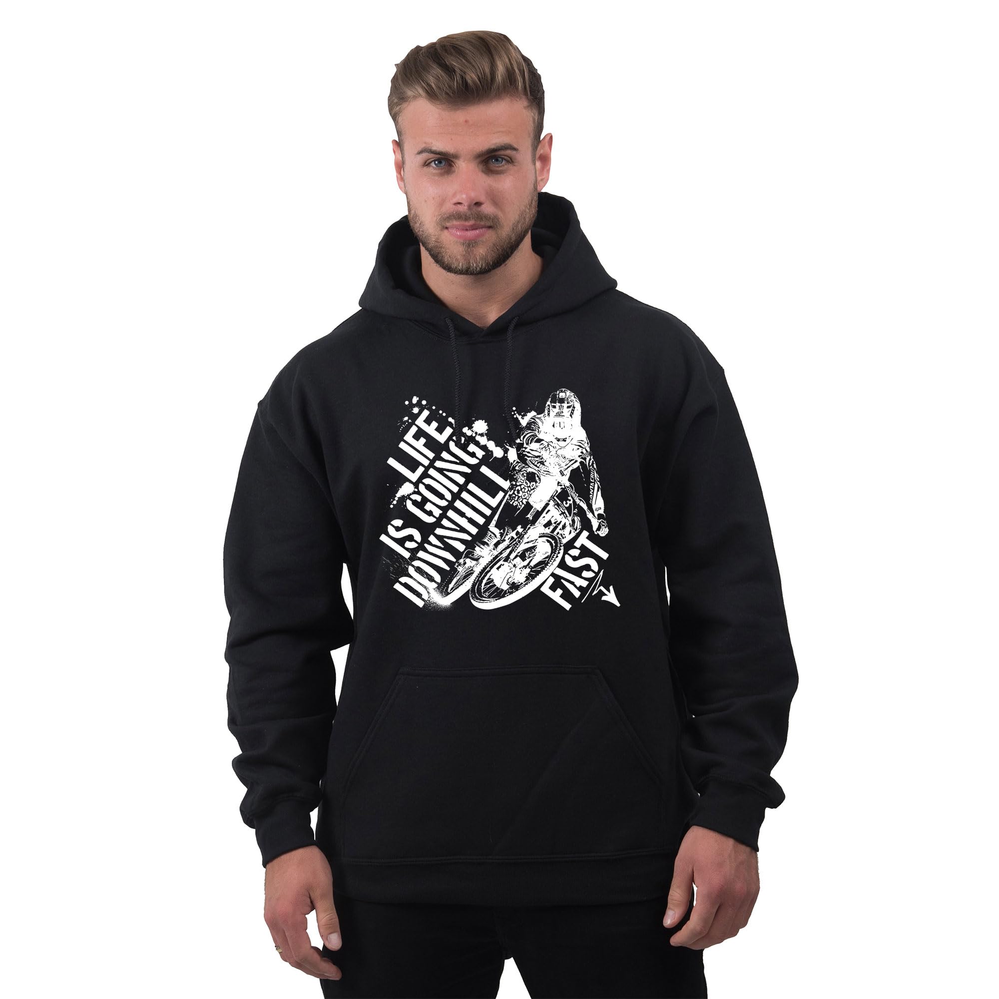 Bang Tidy Clothing Men's Life Is Going Downhill Fast Mountain Biking MTB Bike Hoodie Black L