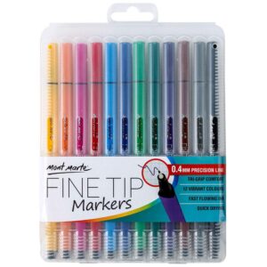 mont marte fine tip markers tri grip in case 12pce