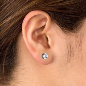 ComfyEarrings CZ Crystal Bezel Stud Earrings, Stainless Steel