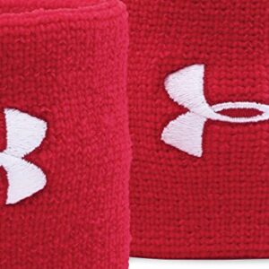 Under Armour Men's 3-inch Performance Wristband 2-Pack , Red (600)/White, One Size Fits All