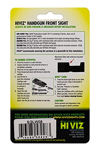 HiViz SGLW08 Interchangeable LITEWAVE Front Handgun Sight for Sig Sauer, 8