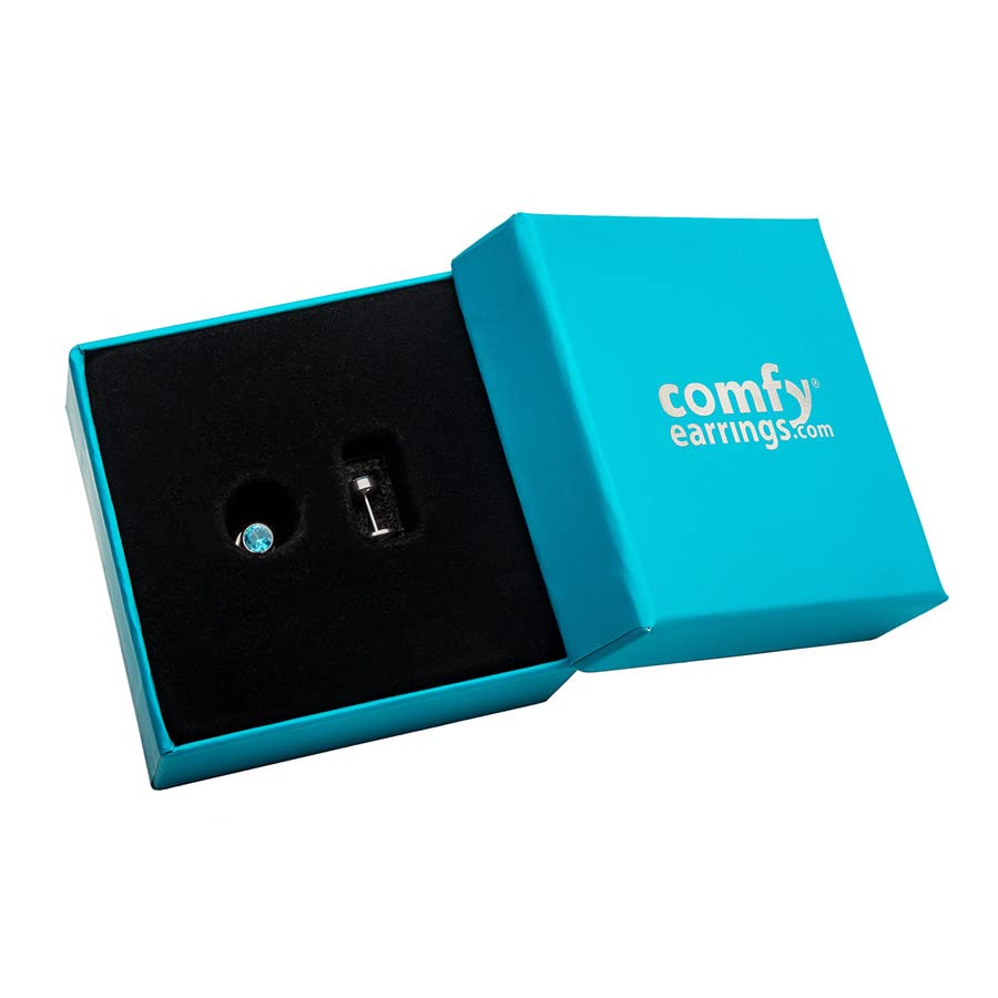 ComfyEarrings Aqua CZ Bezel Stud Earrings