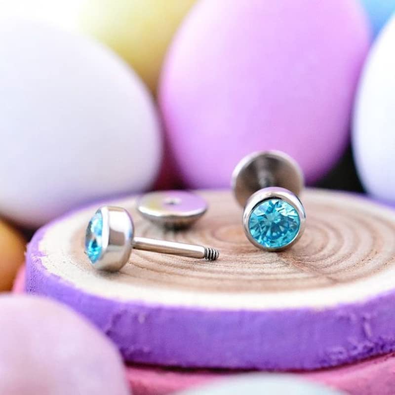 ComfyEarrings Aqua CZ Bezel Stud Earrings