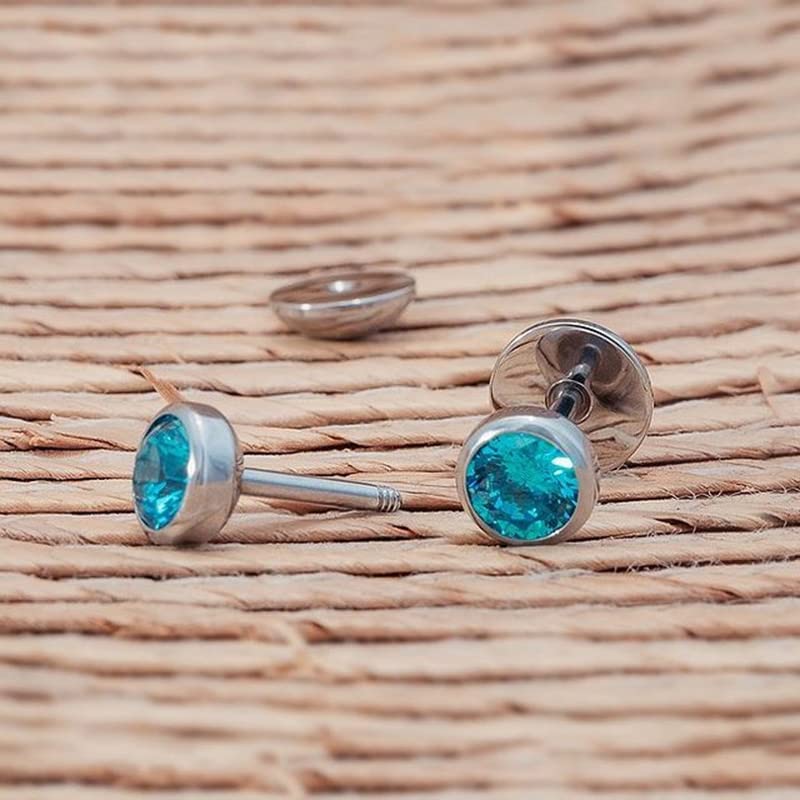 ComfyEarrings Aqua CZ Bezel Stud Earrings