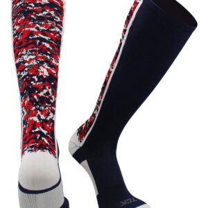 TCK Digital Camo OTC Socks (Navy/White/Red, X-Large)