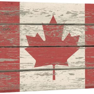 wall26 Canvas Print Wall Art Canadian Flag on Vintage Retro Wood Panels Pop Culture Cultural Digital Art Modern Art Traditional Colorful for Living Room, Bedroom, Office - 16"x24"