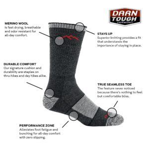 Darn Tough Men's Hiker Book Sock Full Cushion (Style 1405) Merino Wool, Black (Large 10-12) - 6 Pack