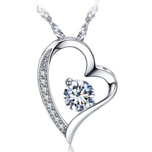 sephla heart necklace 14k white gold plated round cut cubic zirconia forever lover heart pendant necklace for women