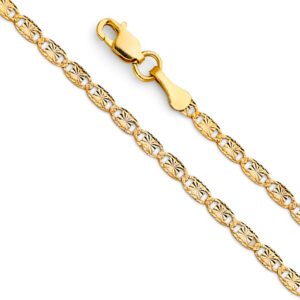 14k real yellow gold solid 2mm star diamond cut chain necklace with lobster claw clasp - 18"