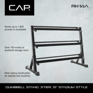 CAP Barbell 3 Tier Dumbbell Rack, 51", Black (RK-14A)