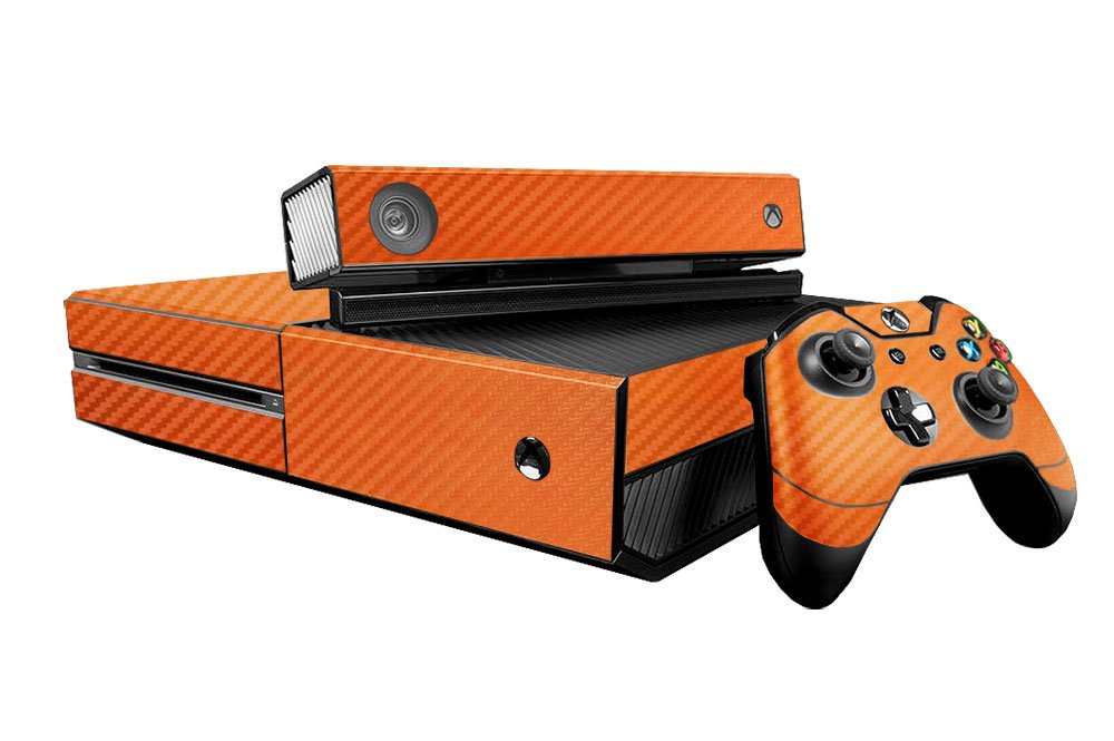 3D Carbon Fiber Orange - Air Release Vinyl Decal Mod Skin Kit by System Skins - Compatible with Microsoft Xbox One (XB1)