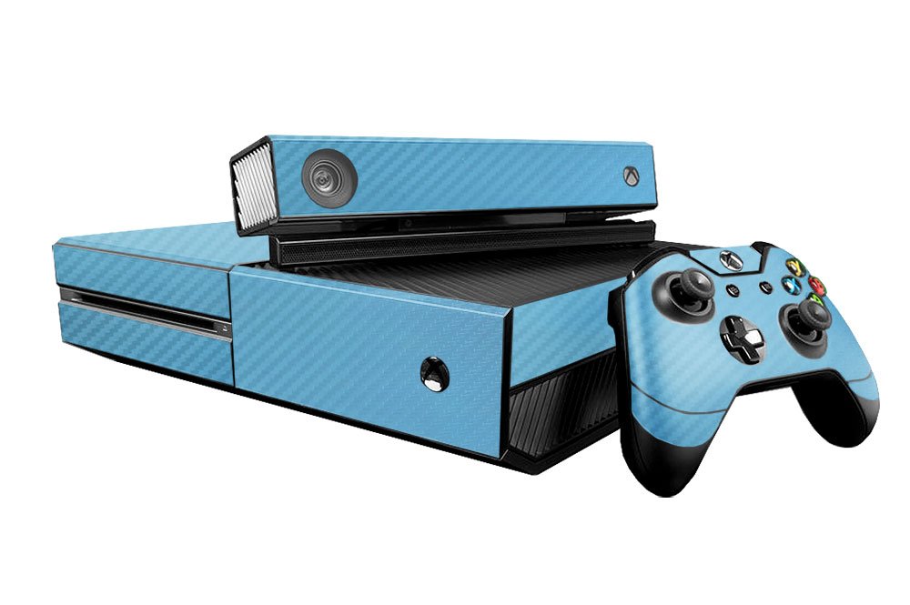 3D Carbon Fiber Sky Blue - Air Release Vinyl Decal Mod Skin Kit by System Skins - Compatible with Microsoft Xbox One (XB1)