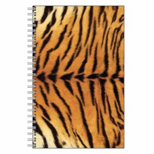 tiger print notebook journal - animal design - spiral bound - 80 lined pages - stationery paper - office supplies