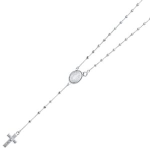 14k white gold 2.5mm rosario/rosary necklace - 20"