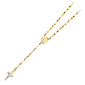 14k Yellow Gold 3mm Rosario/Rosary Necklace - 18"