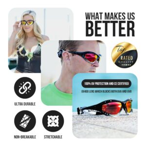 Jettribe Pro Jet Ski Goggles - Revo Lens, Black Fade Frame, PWC Watercraft, Jetski Racer Sunglasses - Racing Goggles With Protective Storage Case - Easy Fit Sport Glasses for Ultimate Water Adventure