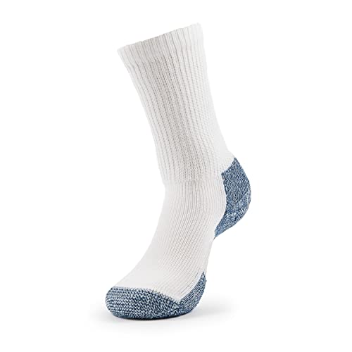 Thorlos Mens Xj Max Cushion Crew Running Socks, White/Navy (3 Pairs), Large US