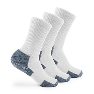 thorlos mens xj max cushion crew running socks, white/navy (3 pairs), large us