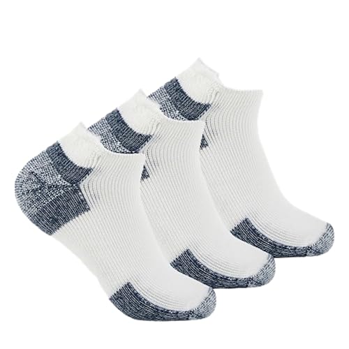 thorlos mens Max Cushion J Rolltop Running Socks, White/Navy (3 Pairs), Large US