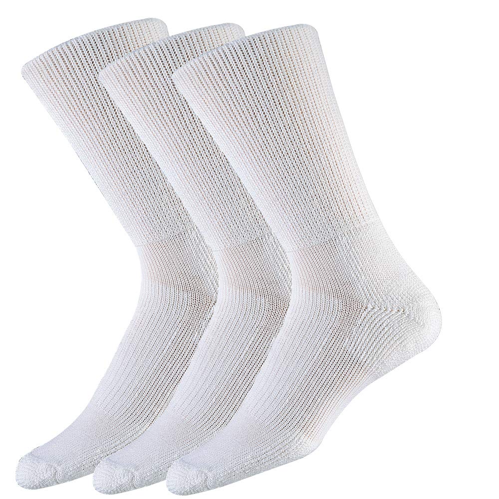 Thorlos Unisex WX Walking Thick Padded Crew Sock, White (3 Pack), Large