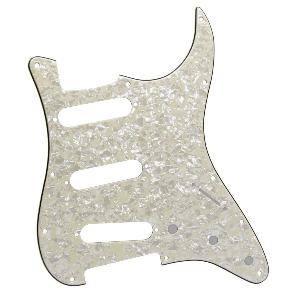 IKN 11 Hole Strat Pickguard for 3 Single Coil Pickups, come with Pickguard Screws, 4Ply Aged Pearl