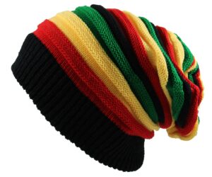 rw mens classic rasta slinky beanie, black/rasta, one size