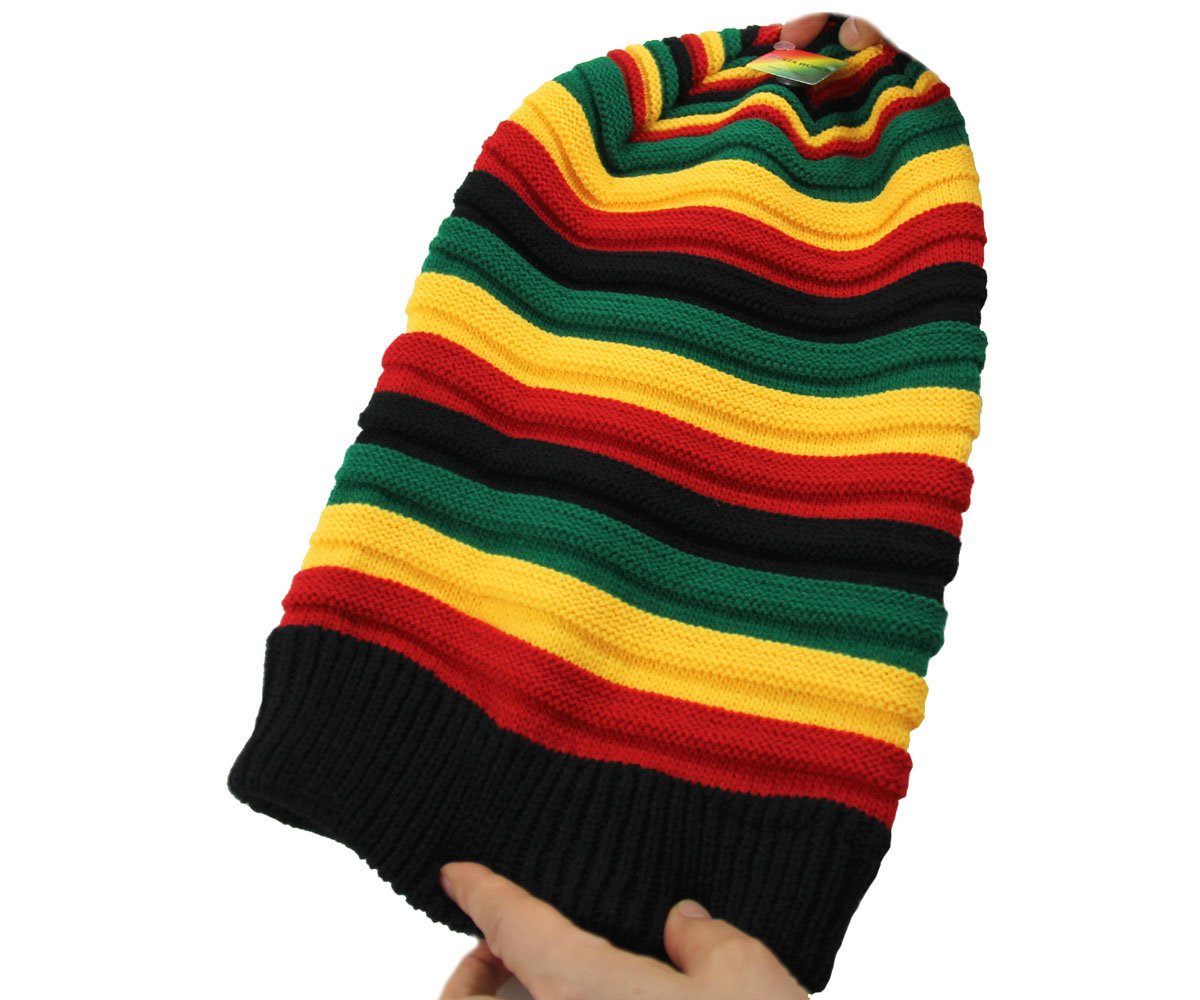 RW mens Classic Rasta Slinky Beanie, Black/Rasta, One Size