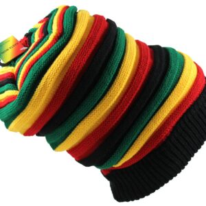 RW mens Classic Rasta Slinky Beanie, Black/Rasta, One Size