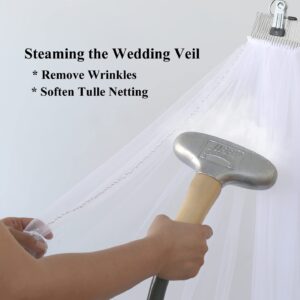 2T 2 Tier Silver Threaded Beaded Wedding Veil V426 - Light Ivory Fingertip Length 36"