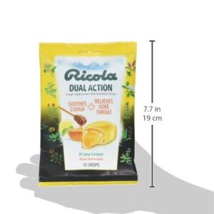 Ricola Dual Action Honey Lemon Cough Drops, 19 Count