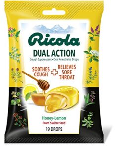 ricola dual action honey lemon cough drops, 19 count