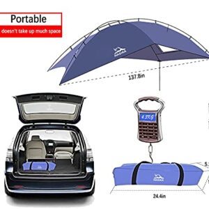 Versatility Camping Tent for Truck Bed,SUV RVing, Van,Trailer and Overlanding Portable Teardrop Awning Canopy Tear Resistant Tarp with 2 Sandbag