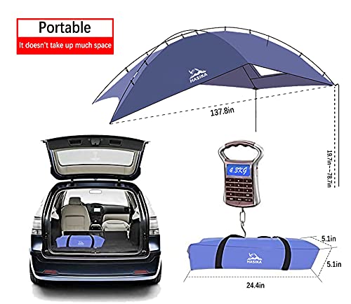 Versatility Camping Tent for Truck Bed,SUV RVing, Van,Trailer and Overlanding Portable Teardrop Awning Canopy Tear Resistant Tarp with 2 Sandbag