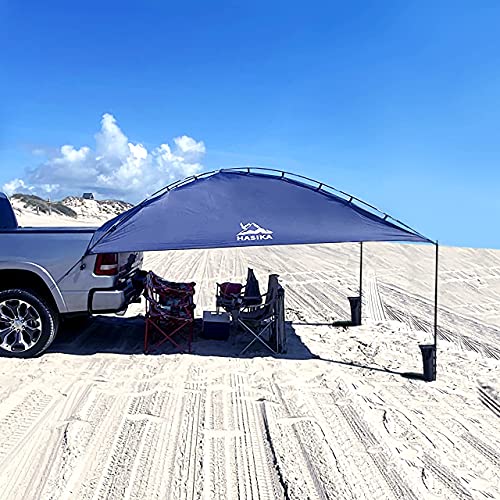 Versatility Camping Tent for Truck Bed,SUV RVing, Van,Trailer and Overlanding Portable Teardrop Awning Canopy Tear Resistant Tarp with 2 Sandbag