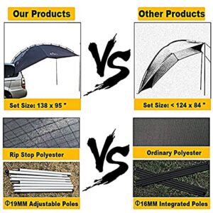 Versatility Camping Tent for Truck Bed,SUV RVing, Van,Trailer and Overlanding Portable Teardrop Awning Canopy Tear Resistant Tarp with 2 Sandbag