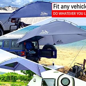 Versatility Camping Tent for Truck Bed,SUV RVing, Van,Trailer and Overlanding Portable Teardrop Awning Canopy Tear Resistant Tarp with 2 Sandbag