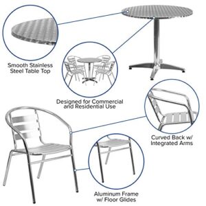 Flash Furniture 31.5'' Round Aluminum Indoor-Outdoor Table Set with 4 Slat Back Chairs