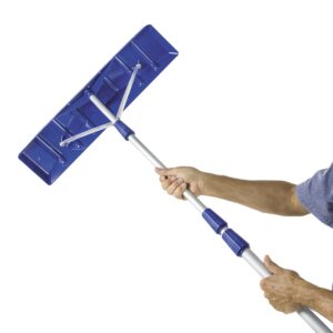 Snow Joe RJ204M 21' Twist-n-Lock Telescoping Snow Shovel Roof Rake with 6" by 25" Poly Blade, 25 inches, Blue