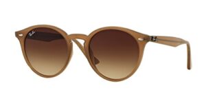 ray-ban rb2180f low bridge fit round sunglasses, turtledove/brown gradient, 49 mm