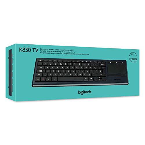 Logitech K830 Illuminated Living-Room Keyboard with Built-in Touchpad – Easy-access Media Keys and Shortcut Keys for Windows or Android