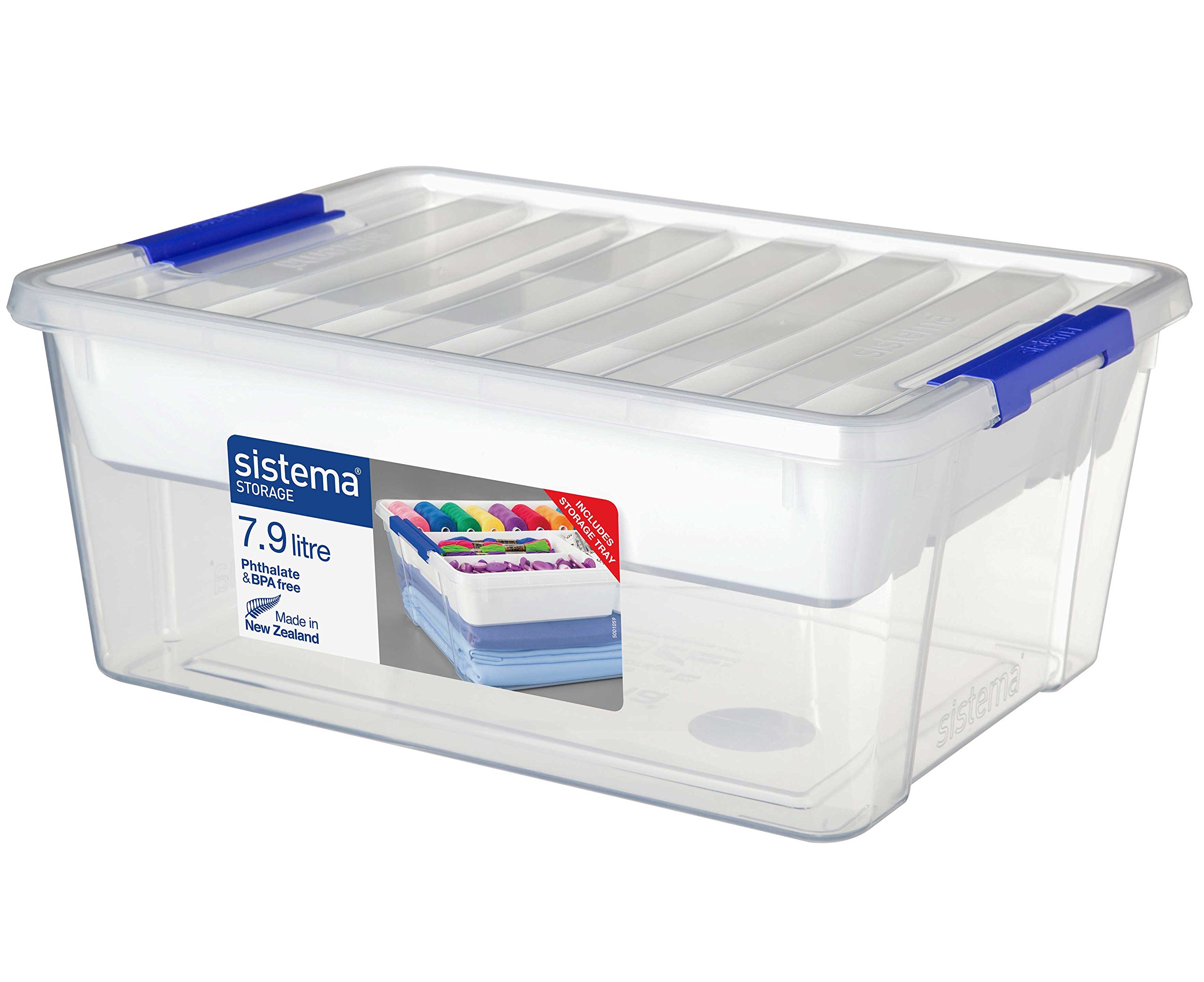 Sistema 70078-02 Home Collection All-Purpose Plastic Storage Container with Organizing Tray and Lid, 8.35 Quart