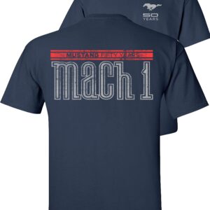 Fair Game Ford Mustang Mach 1 T-Shirt 50 Years Pony Logo Fifty Anniversary-Navy-L