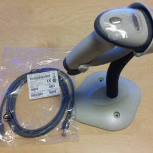 Zebra/Motorola Symbol LS2208 Handheld Barcode Scanner, Includes Stand and USB Cord (White)