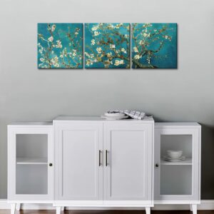 Van Gogh Wall Art Canvas Print Painting Almond Blossom Picture The Van Gogh Classic Arts Stretched and Framed Artwork for Living Room 16x16inchx3