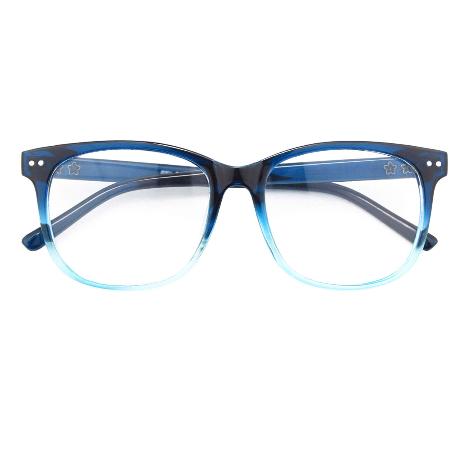 GQUEEN Fake Glasses Non Prescription Glasses Women Men Clear Lens Glasses Eyeglasses Blue, 201581