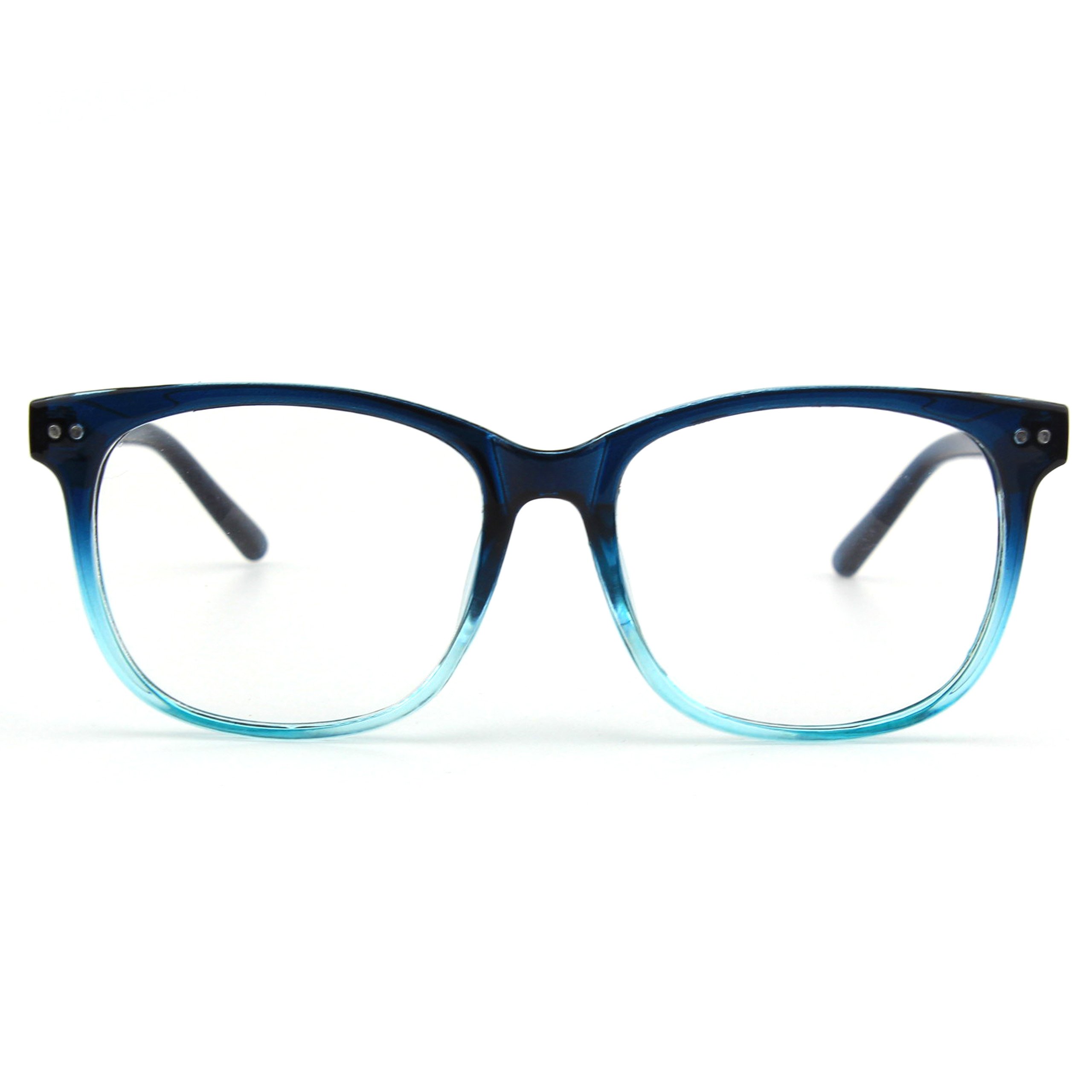 GQUEEN Fake Glasses Non Prescription Glasses Women Men Clear Lens Glasses Eyeglasses Blue, 201581