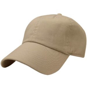 falari classic baseball cap dad hat 100% cotton soft adjustable size khaki