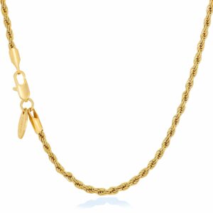 lifetime jewelry 2mm gold rope chain for men & women 24k real gold plated diamond cut gold necklace for women & necklace for men 14 to 36 inch | gold | white gold (16 inches, gold)