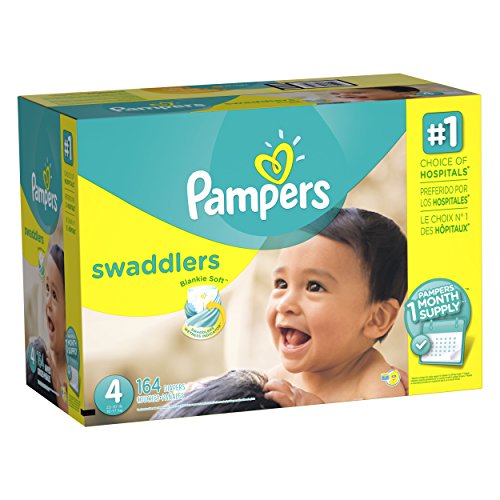 Pampers Swaddlers Disposable Baby Diapers, Size 4, One Month Supply, 164 Count