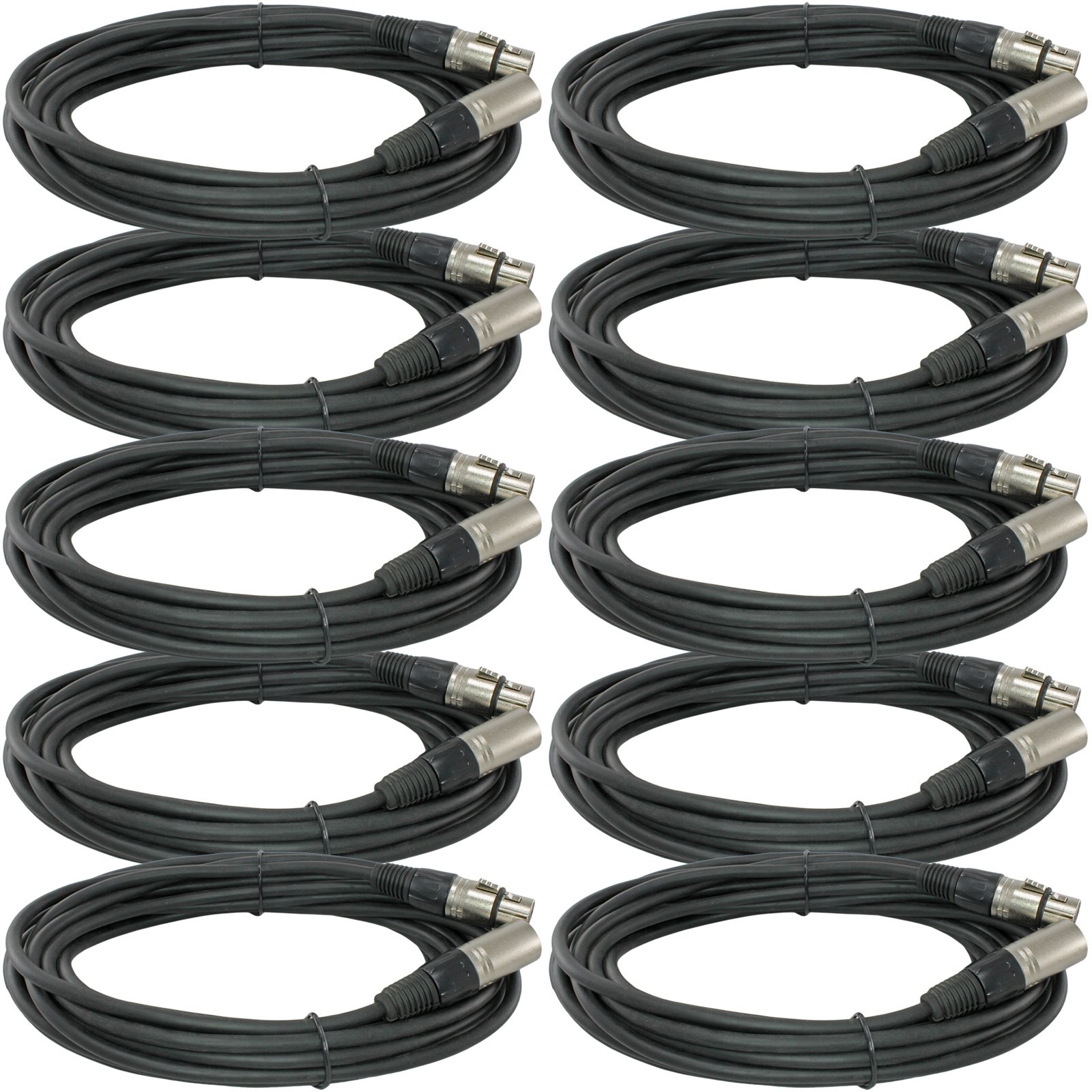 10Pack 25 FT Foot XLR 3 Pin Male Female MIC Microphone Shielded Audio Cable Cord